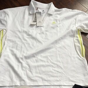 Adidas Women White Polo with Yellow Accents